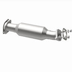MagnaFlow 5592426 carb direct-fit catalytic converter, opposite rear three-quarter view of the turntable spin