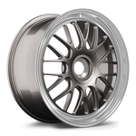 Silver alloy wheel with multi-spoke design and polished rim lip on white background - APEX Wheels wheel for 20x9 ET47 PSCL - Anthracite - Machined Lip