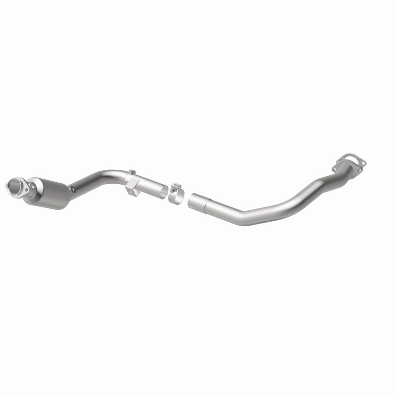 MagnaFlow 5451719 carb direct-fit catalytic converter, opposite front three-quarter view of the turntable spin