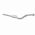 MagnaFlow 4481890 carb direct-fit catalytic converter, opposite rear three-quarter view of the turntable spin