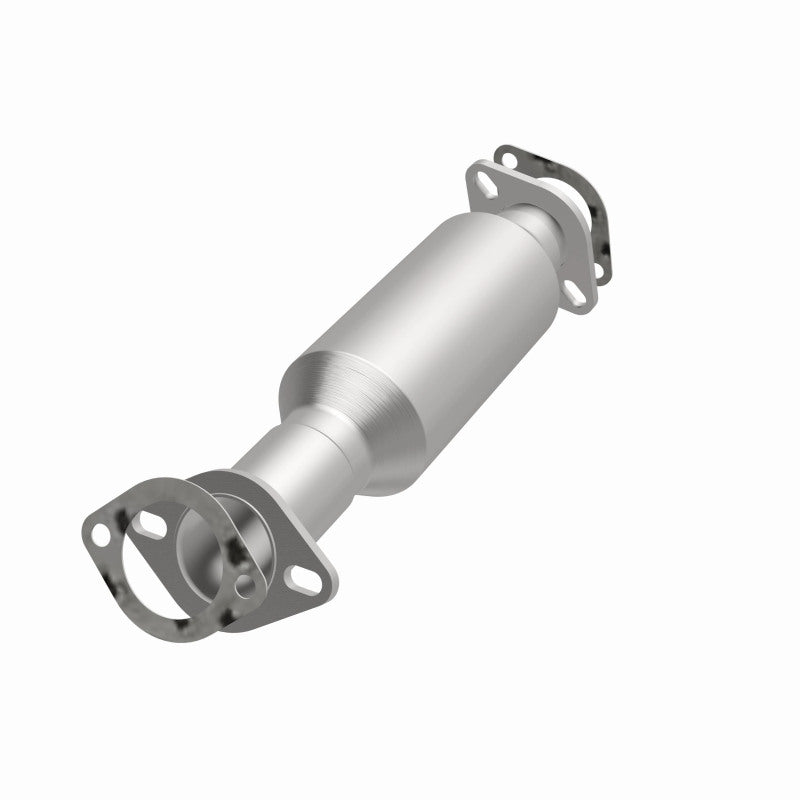 MagnaFlow 5571890 carb direct-fit catalytic converter, opposite front three-quarter view of the turntable spin