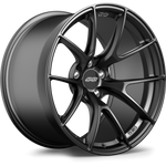 Black forged aluminum wheel with Y-spoke design and satin finish isolated on white background - APEX Wheels wheel for 19x10.5 ET18 5x112 - Satin Black