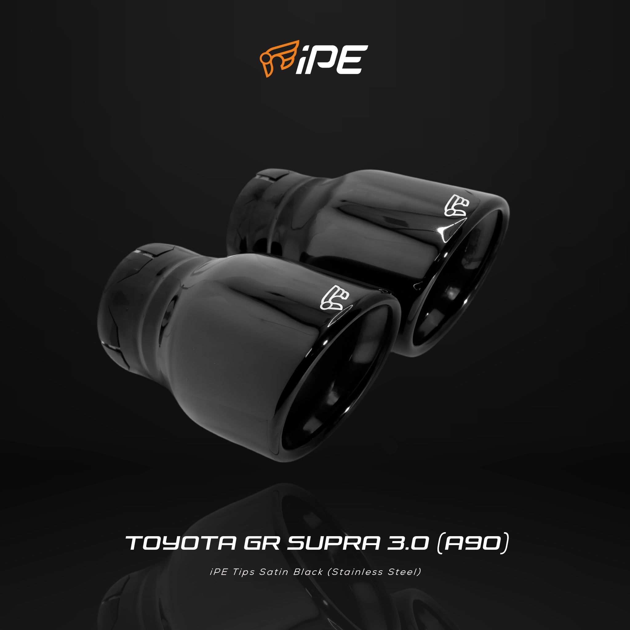 IPE chrome black exhaust tips for the Toyota GR Supra A90