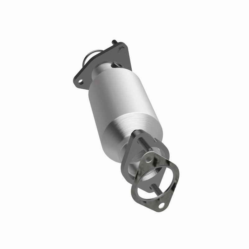 MagnaFlow 5582665 carb direct-fit catalytic converter, rear three-quarter view of the turntable spin