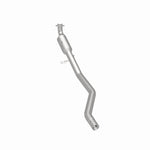 MagnaFlow 5551173 carb direct-fit catalytic converter, rear three-quarter view of the turntable spin