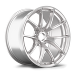Silver alloy wheel with ten-spoke design and machined finish on white background - APEX Wheels wheel for 19x10 ET25 5x120 - Race Silver