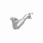 MagnaFlow 4561847 carb direct-fit catalytic converter, opposite front three-quarter view of the turntable spin
