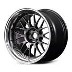 RAYS manufacturer illustration of 21A in Dark Gunmetal / Rim DC for 19x9.5 5x120 +45 mm listing; wheel on white background