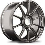 Gunmetal finished forged wheel with ten-spoke design and center hub bore on clean white background - APEX Wheels wheel for 19x9.5 ET50 PSCL - Anthracite