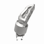 MagnaFlow 24424 oem grade manifold converter, opposite rear three-quarter view of the turntable spin
