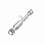 MagnaFlow 4481226 carb direct-fit catalytic converter, opposite front three-quarter view of the turntable spin