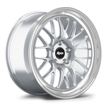 Silver forged aluminum wheel with multi-spoke design and polished lip on clean white background - APEX Wheels wheel for 19x11.5 ET72 5x130 - Brushed Clear - Machined Lip