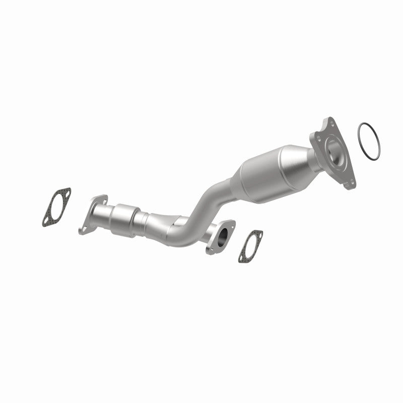 MagnaFlow 5561182 carb direct-fit catalytic converter, opposite rear three-quarter view of the turntable spin