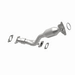 MagnaFlow 5561182 carb direct-fit catalytic converter, opposite rear three-quarter view of the turntable spin