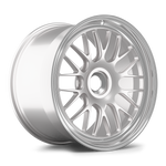 Silver alloy wheel with multi-spoke design and polished lip on white background - APEX Wheels wheel for 20x12 ET47 PSCL - Race Silver - Machined Lip