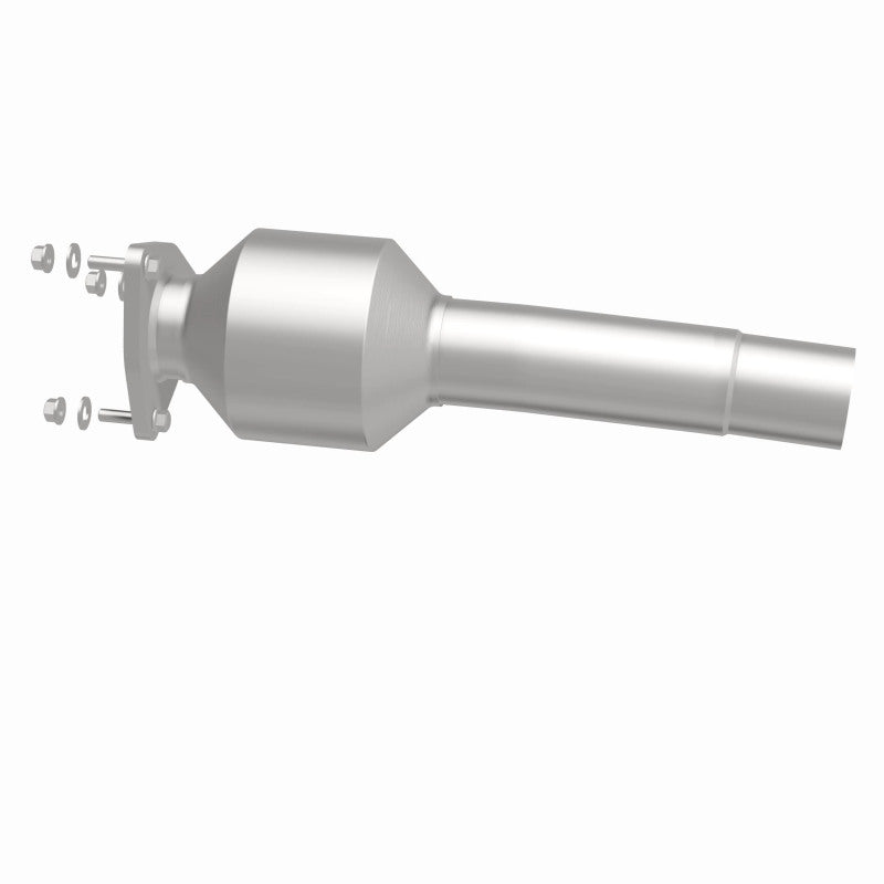 MagnaFlow 21-538 oem grade direct-fit catalytic converter, side view of the turntable spin