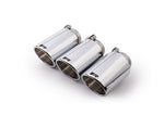 Remus FK8 Civic Type R 102mm Chrome Tail Pipe Set, three polished chrome tail pipes, angled view