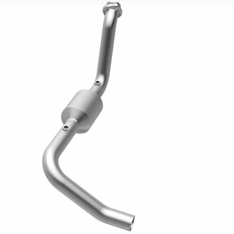 MagnaFlow 4651497 carb direct-fit catalytic converter, opposite rear three-quarter view of the turntable spin