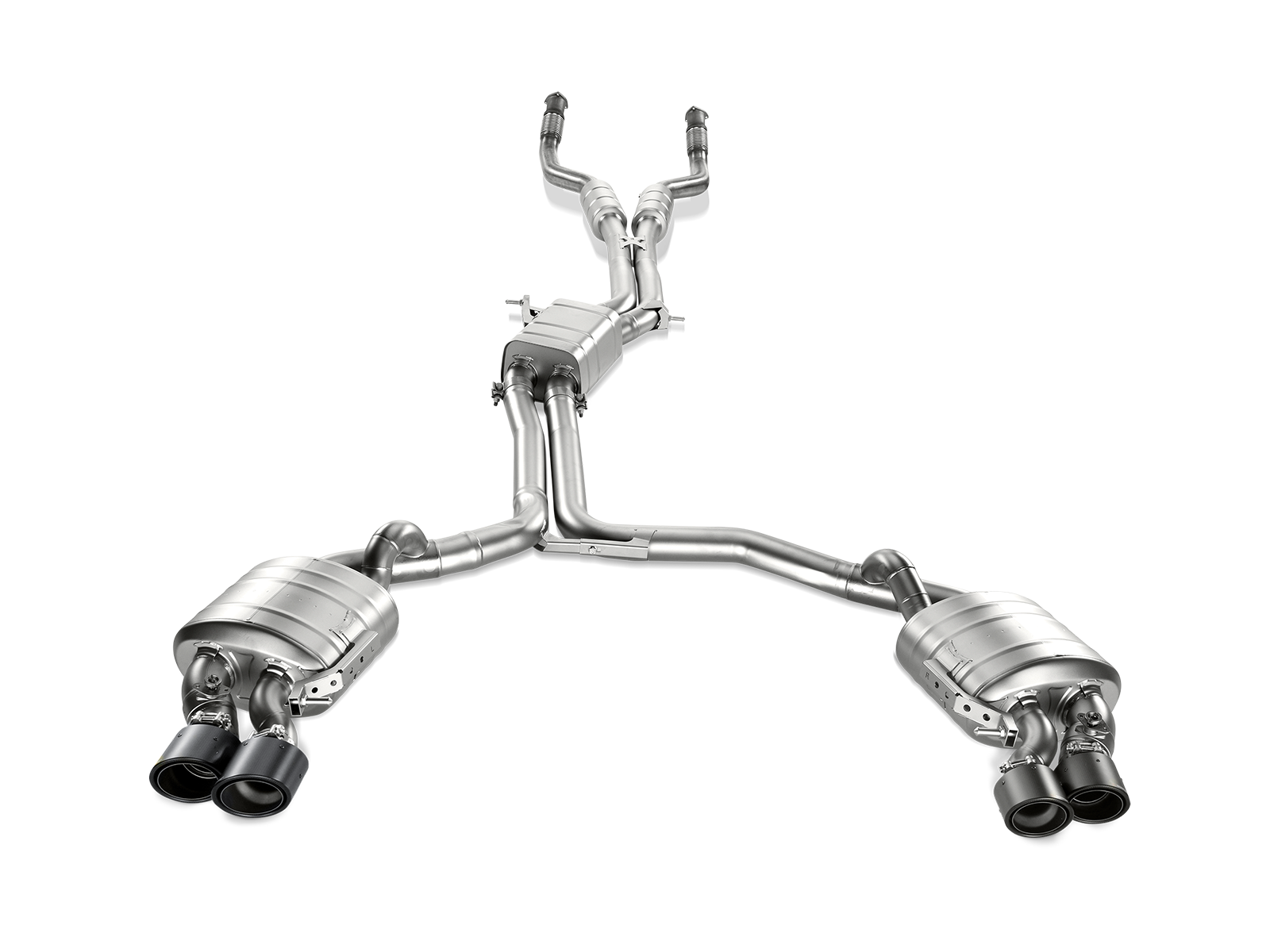 Akrapovic Audi S6 Sedan / S7 Sportback (C7) Evolution Line Cat Back (Titanium) w/ Carbon Tips S-AU/TI/6H for Audi S6 Sedan C7 2013-2018, side view