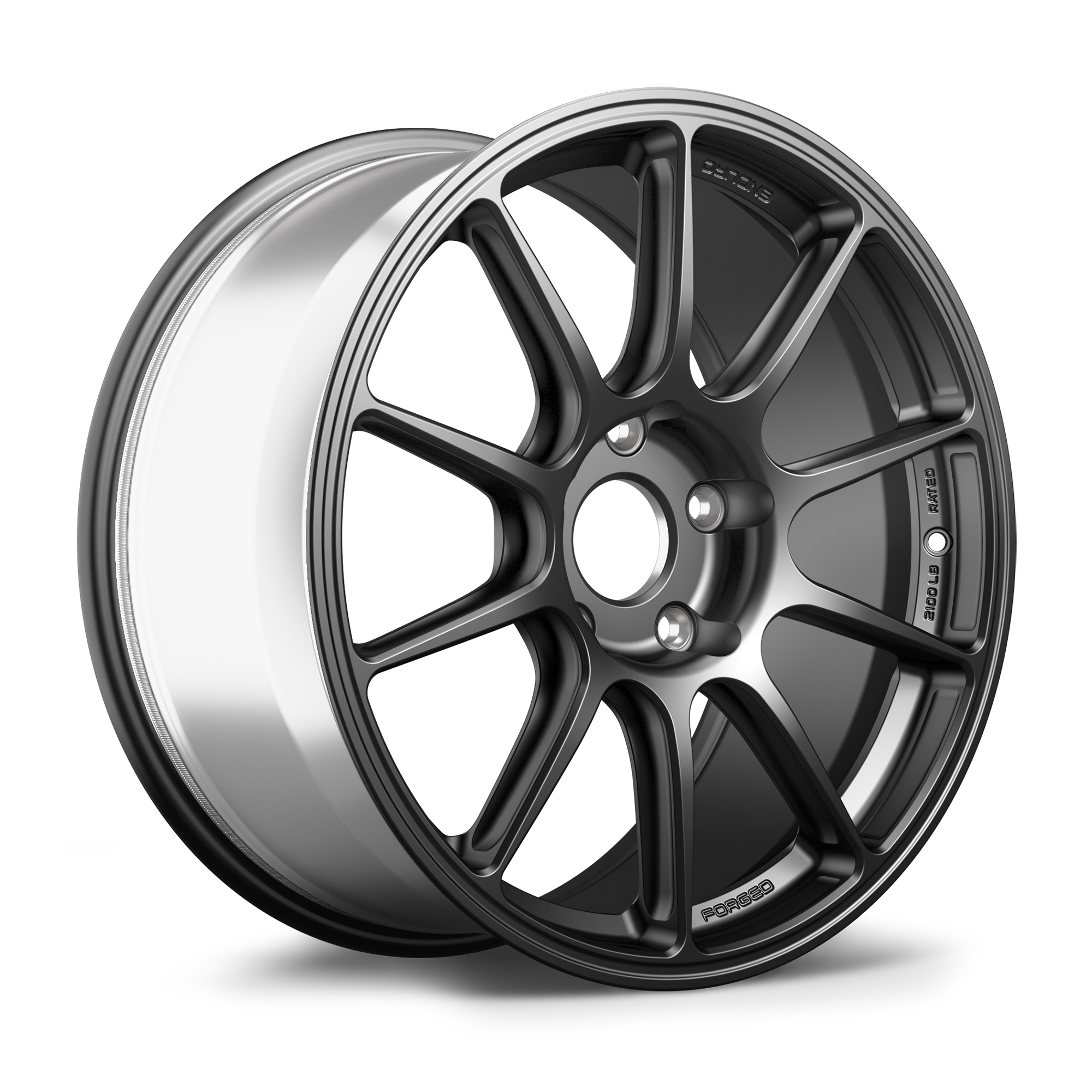 Forged alloy wheel with gunmetal gray finish showing multi-spoke design and five-bolt mounting pattern - APEX Wheels wheel for 19x9 ET50 5x130 - Satin Black
