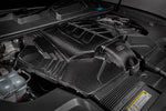 Carbon fiber intake system with angular geometric panels installed in engine bay over V8 engine - Eventuri intake system for Audi 4MN RSQ8 4M SQ7 SQ8 636 Urus 9YA Cayenne Turbo 4V Bentayga