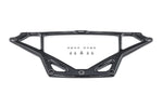 Carbon fiber strut tower brace with triangular design and mounting hardware on white background - Eventuri strut brace for BMW M2