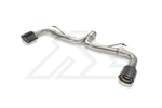 A top view of Fi EXHAUST Valvetronic Cat-Back System for Volkswagen MK8 Golf GTI 2021+ tips with white background