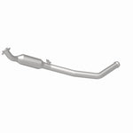 MagnaFlow 5561172 carb direct-fit catalytic converter, rear three-quarter view of the turntable spin