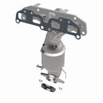 MagnaFlow 5531293 carb manifold converter, opposite front three-quarter view of the turntable spin