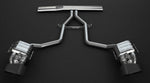 Capristo Porsche Panamera 970 valved mufflers with polished stainless shells and black rectangular tips
