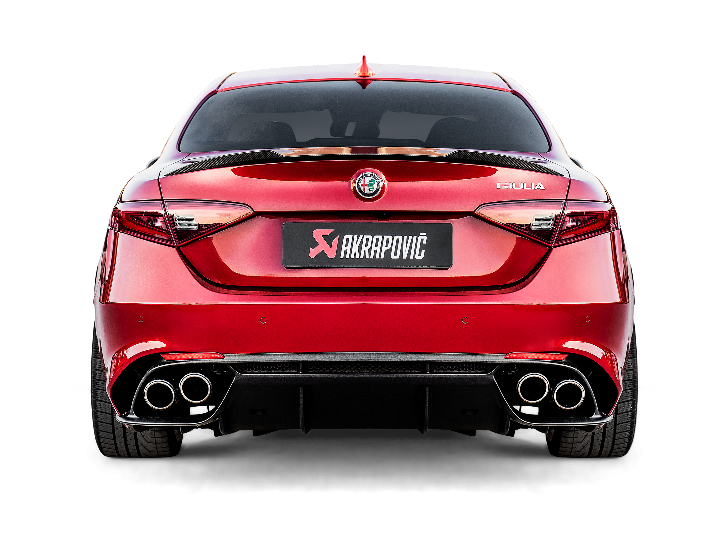 Akrapovic Evolution Line (Titanium) S-AR/TI/1H for Alfa Romeo Giulia Quadrifoglio (952) 2017-2020, rear view