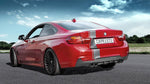 Red BMW 435i F32 rear three-quarter with Capristo rear diffuser apron