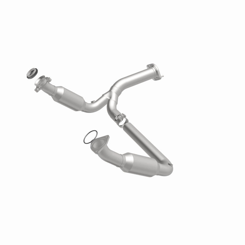 MagnaFlow 5451194 carb direct-fit catalytic converter, front three-quarter view of the turntable spin