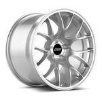 Silver alloy wheel with multi-spoke design featuring black center cap on white background - APEX Wheels wheel for 18x10.5 ET22 5x120 - Race Silver