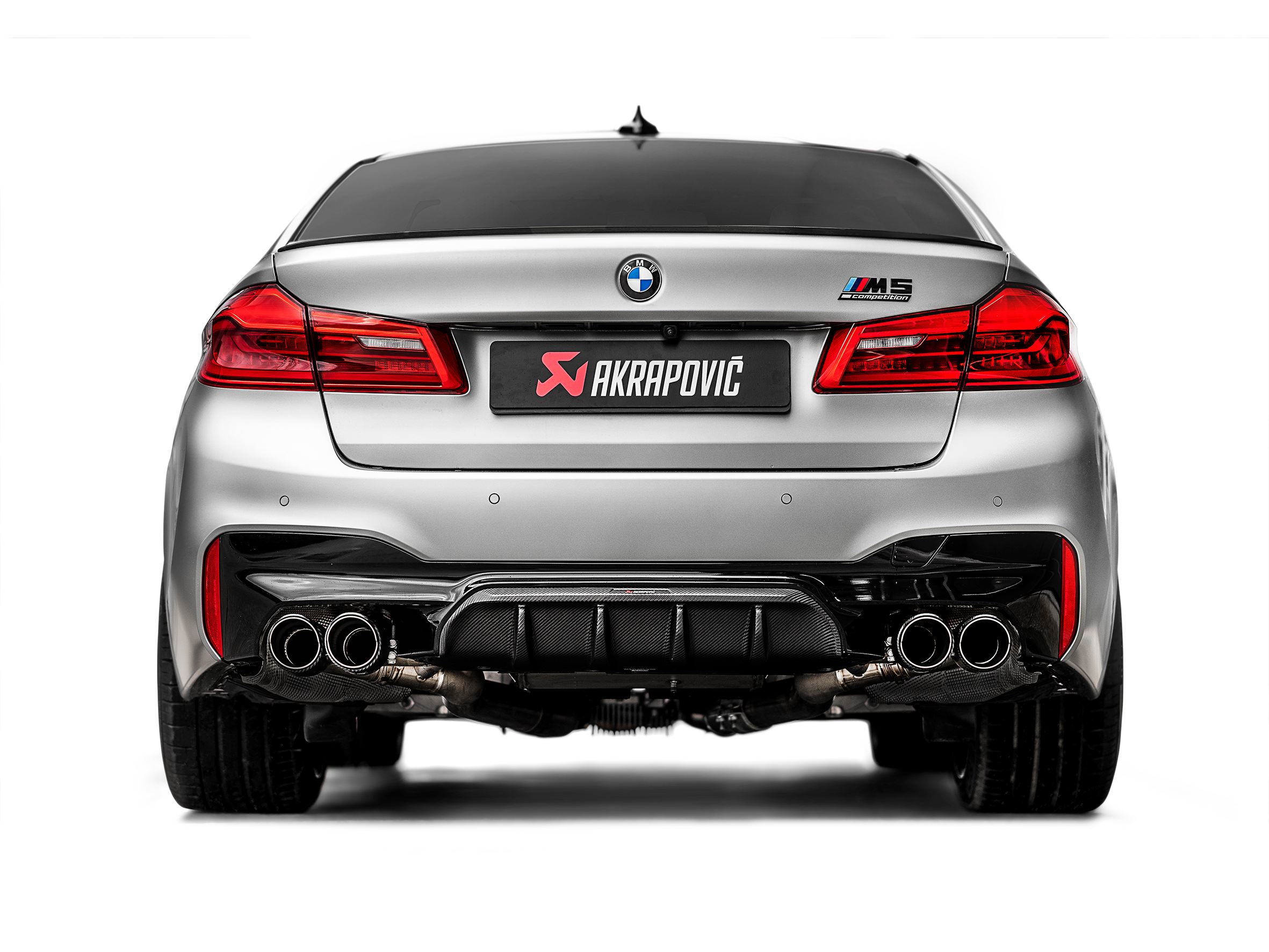 Akrapovic BMW M5 (F90) Slip-On Line (Titanium) S-BM/T/7H for BMW M5 F90 2018-2023, rear view