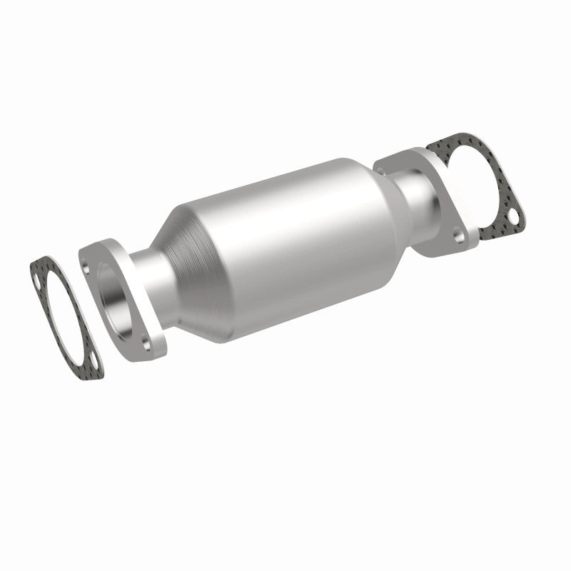 MagnaFlow 5421708 carb direct-fit catalytic converter, front three-quarter view of the turntable spin