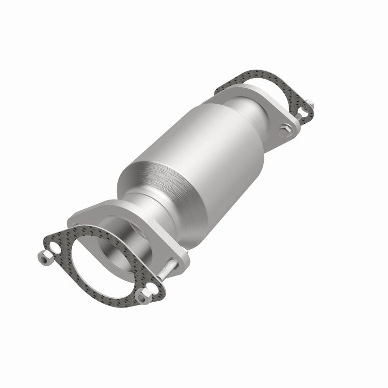 MagnaFlow 5421861 carb direct-fit catalytic converter, opposite front three-quarter view of the turntable spin