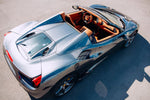 Silver Ferrari 488 Spider from above with Capristo Design S carbon bonnet