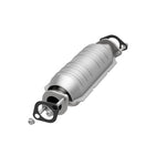 MagnaFlow 5571653 carb direct-fit catalytic converter, opposite front three-quarter view of the turntable spin