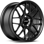 Matte black alloy wheel with multi-spoke design and center cap showing five bolt holes - APEX Wheels wheel for 18x8.5 ET35 5x120 - Satin Black