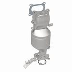 MagnaFlow 5531893 carb manifold converter, rear three-quarter view of the turntable spin