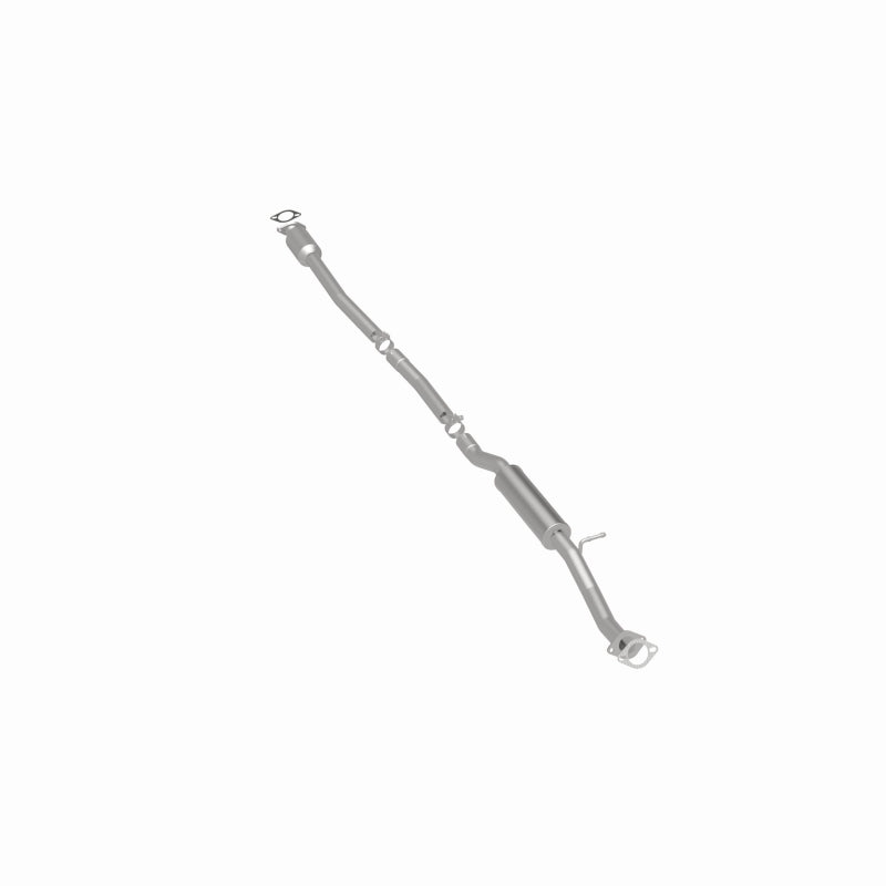 MagnaFlow 557998 carb direct-fit catalytic converter, rear three-quarter view of the turntable spin