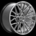 A side view of HRE FlowForm FF28 Wheels in Liquid Metal with no background