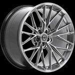 A side view of HRE FlowForm FF28 Wheels in Liquid Metal with no background
