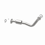MagnaFlow 5571543 carb direct-fit catalytic converter, opposite rear three-quarter view of the turntable spin