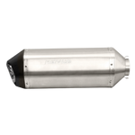 Remus Honda CB500F/X Okami Slip-On Exhaust Black Euro 4, brushed stainless slip-on silencer with black end cap, side view