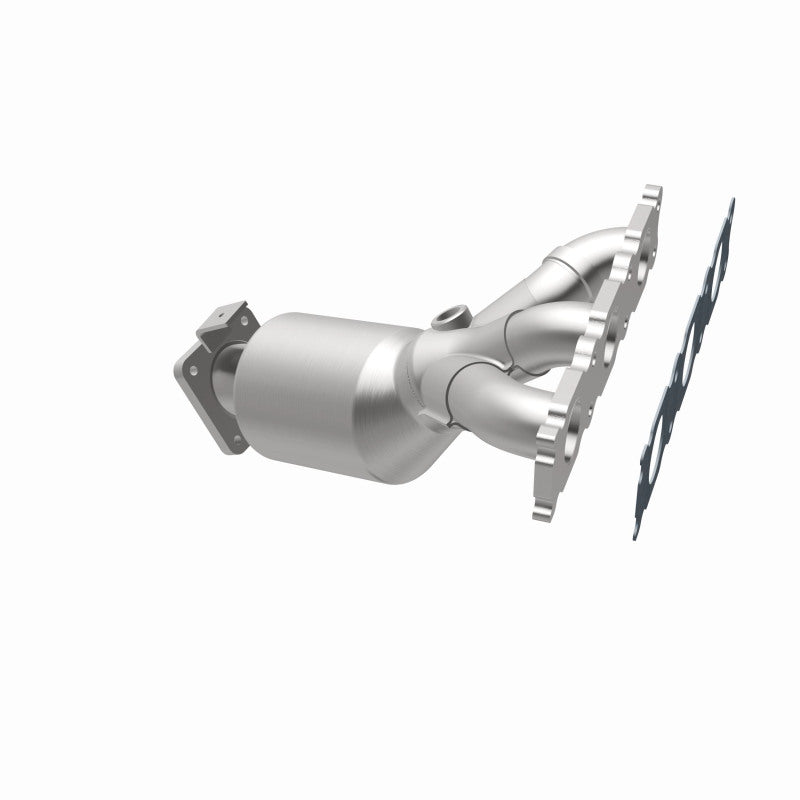 MagnaFlow 52130 oem grade manifold converter, opposite rear three-quarter view of the turntable spin