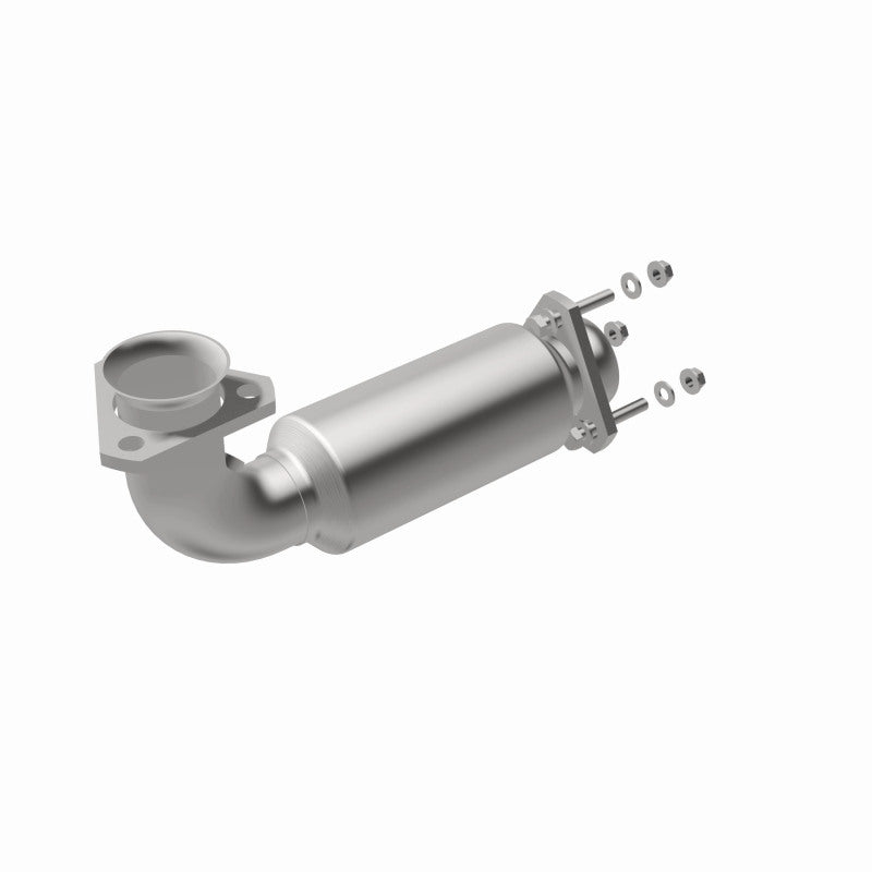 MagnaFlow 4481409 carb direct-fit catalytic converter, front three-quarter view of the turntable spin