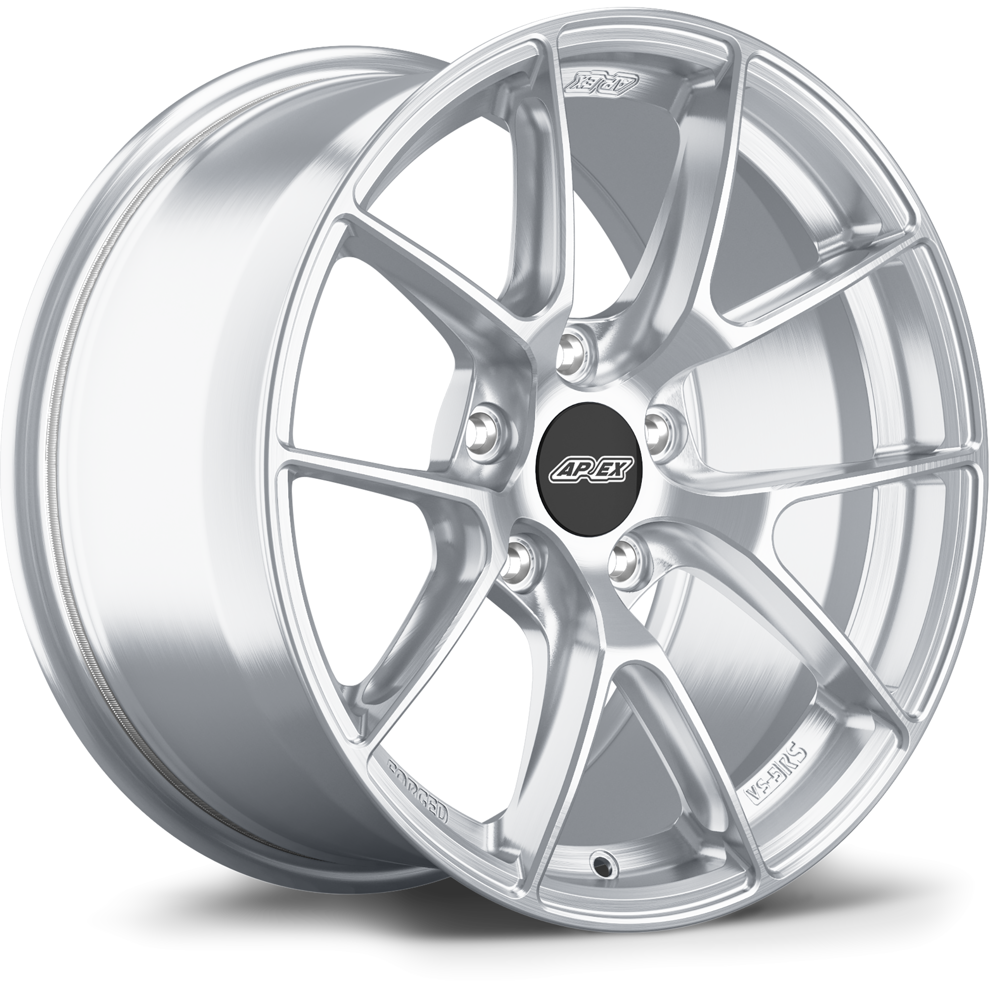Silver alloy wheel with split-spoke design and machined finish on clean white background - APEX Wheels wheel for 17x9 ET42 5x120 - Brushed Clear