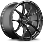 Dark gray metallic alloy wheel with Y-spoke design and five bolt holes on clean white background - APEX Wheels wheel for 19x8.5 ET23 5x114.3 - Satin Black